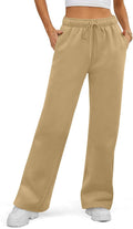 Womens Wide Leg Fleece Lined Sweatpants - Warm Fall Baggy Fit