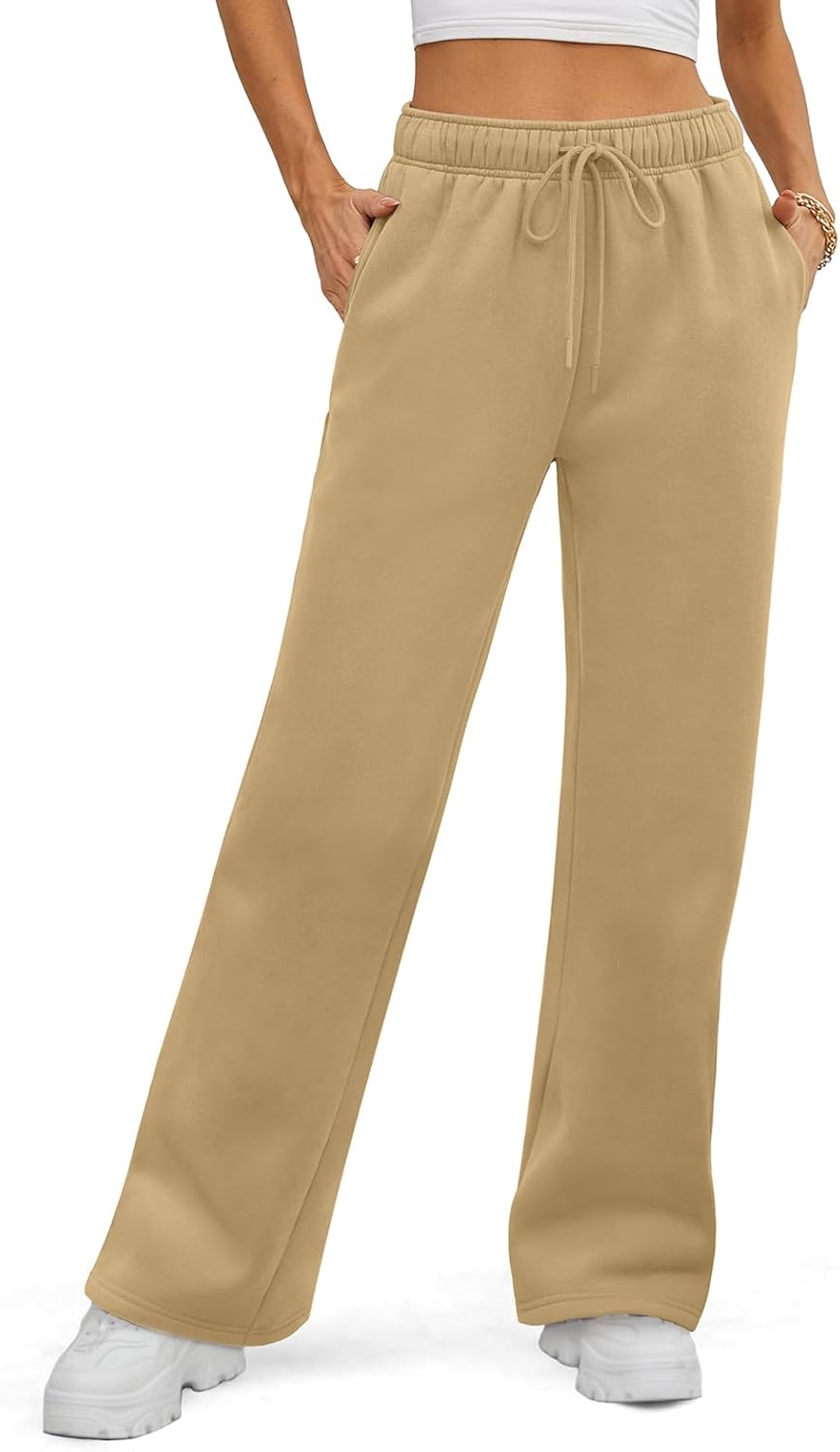 ATHMILE Womens Fleece Lined Wide Leg Sweatpants for Fall Style