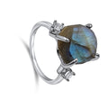 Labradorite Raw Crystal Statement Ring for Her - Sterling Silver