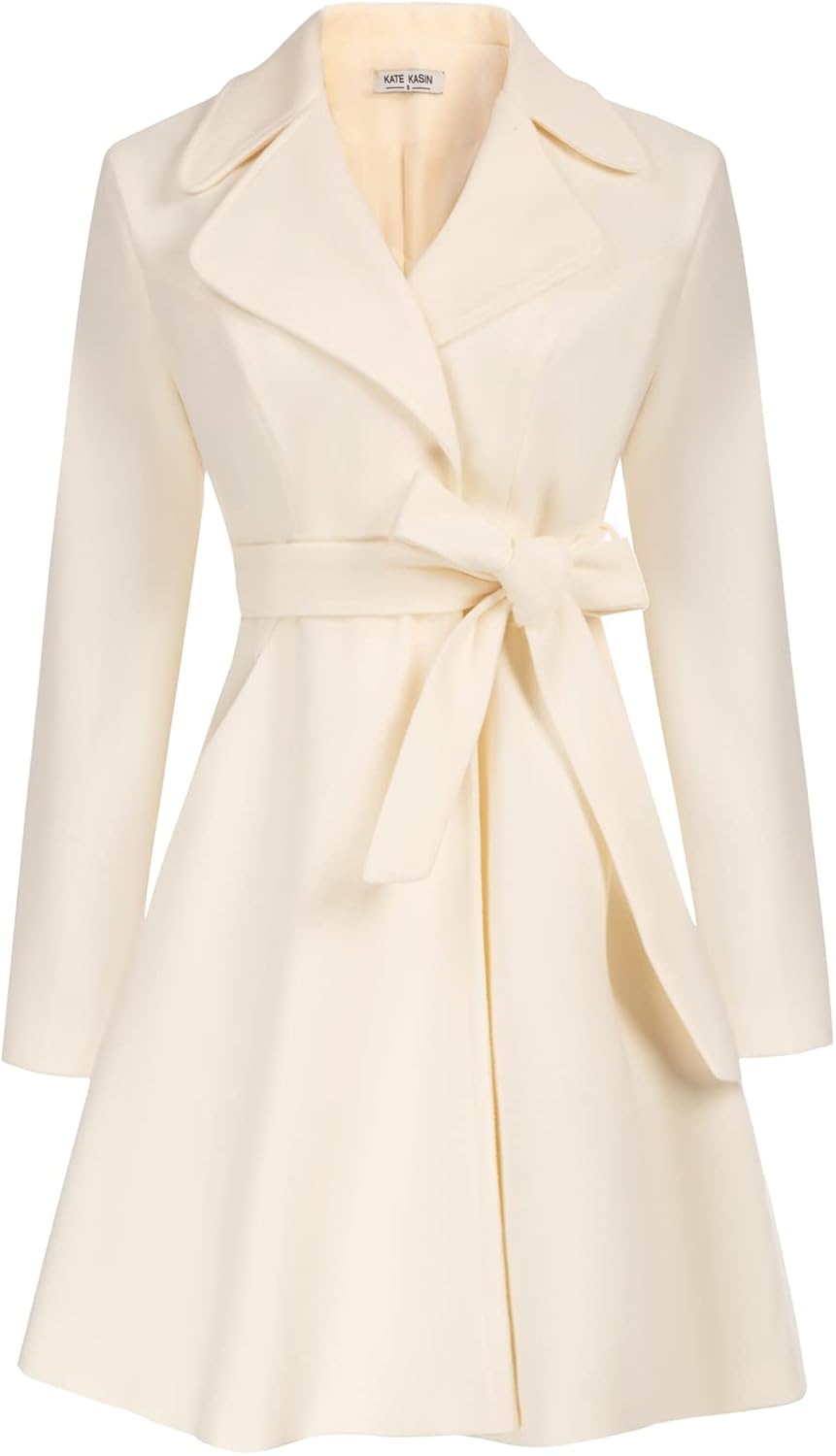 Kate Kasin A Line Peacoat Dress Coat for Fall and Winter