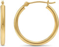 14k Yellow Gold Hoop Earrings 20mm - Classic Shiny Polished