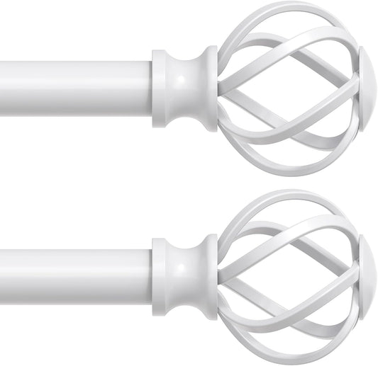 2 Pack Curtain Rods for Windows 18 to 42 Inch with Finials