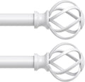 2 Pack Curtain Rods for Windows 48 to 84 in - Twisted Cage Finials
