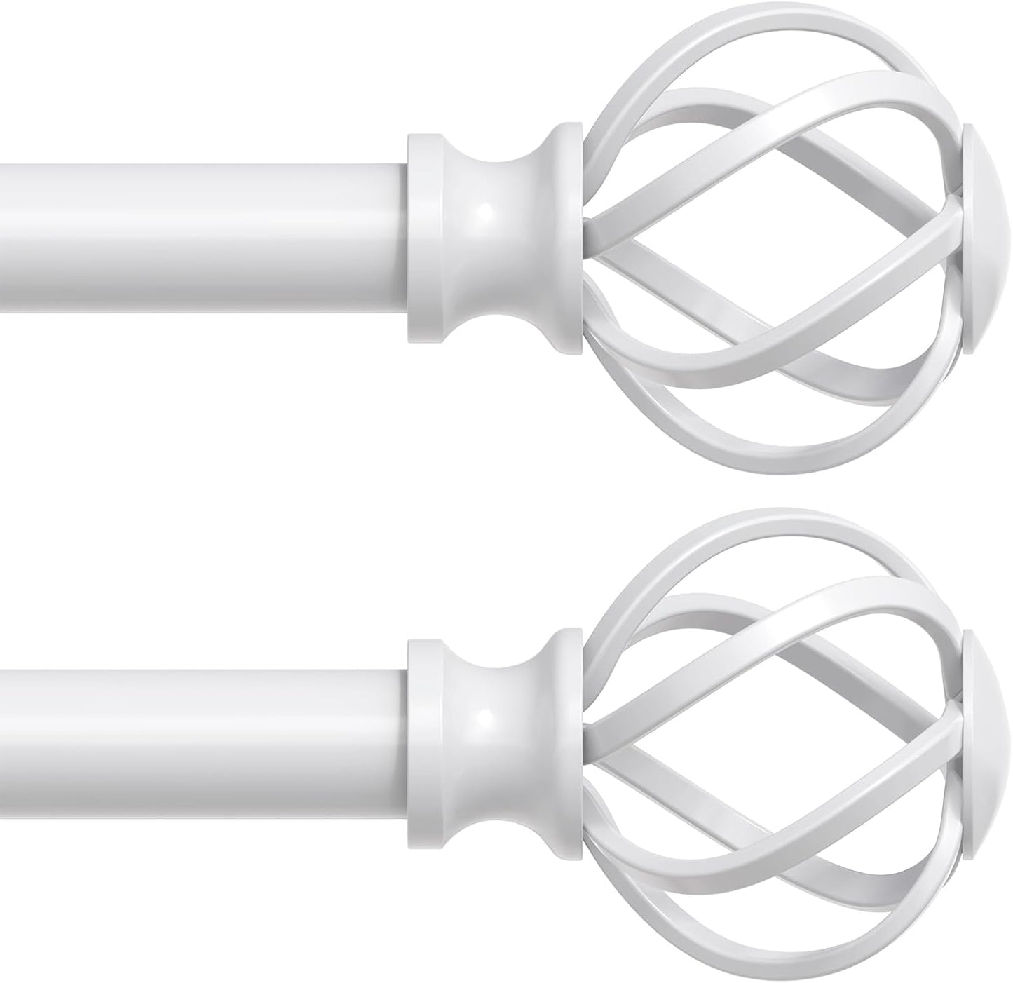2 Pack Curtain Rods for Windows 48 to 84 Inch with Finials