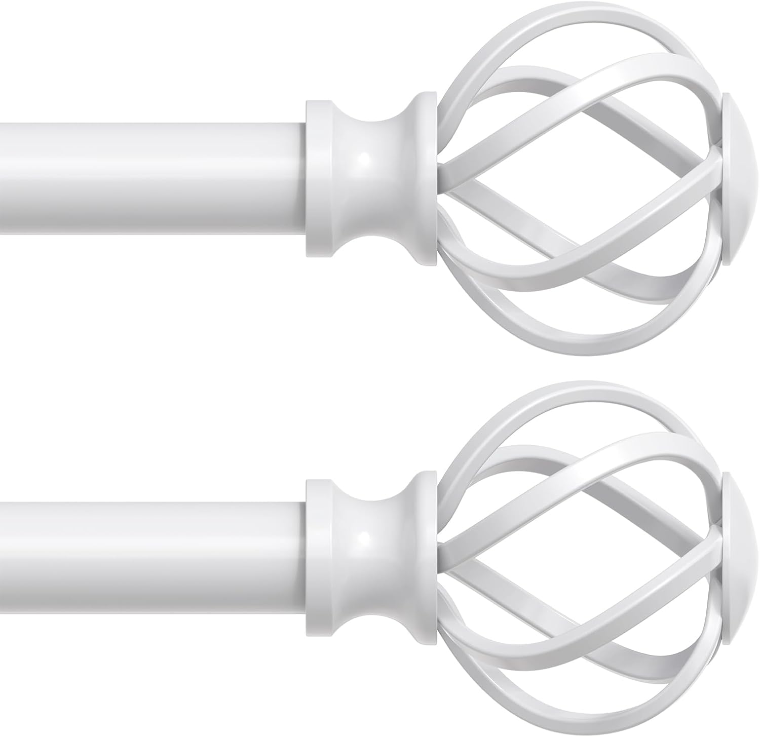 2 Pack Curtain Rods for Windows 48 to 84 Inch with Finials