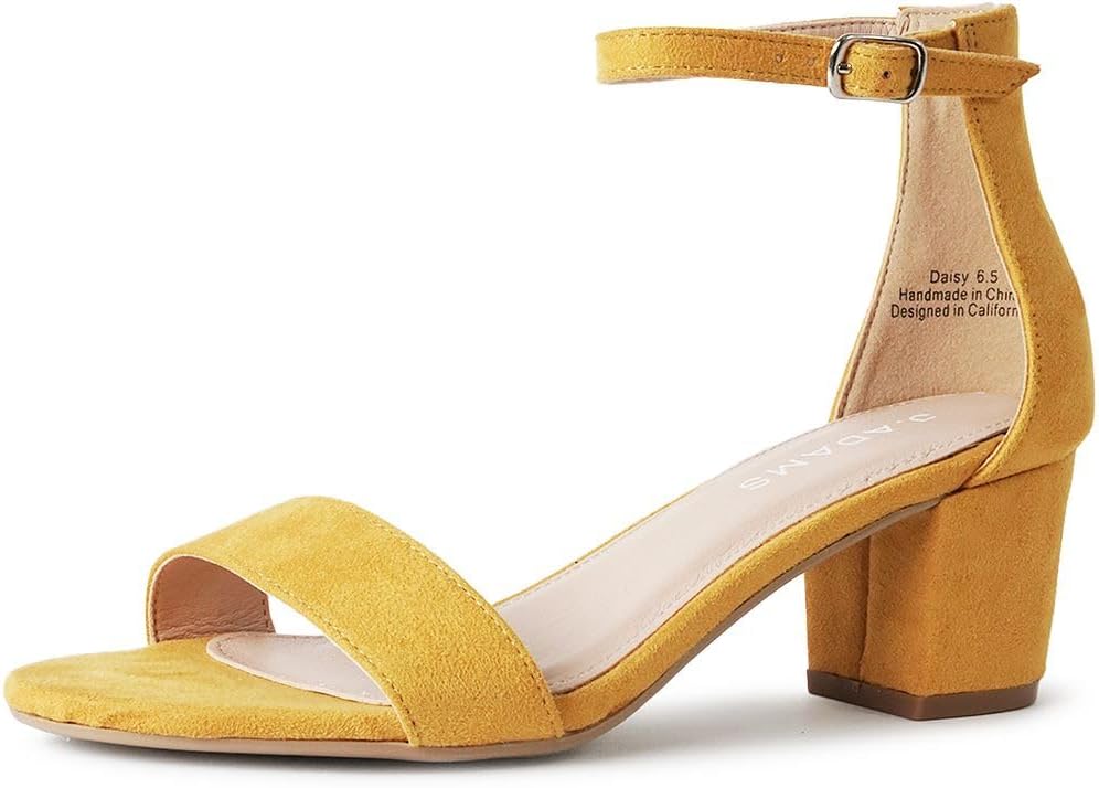 Daisy Heeled Sandals - Ankle Strap Low Block Open Toe Pumps