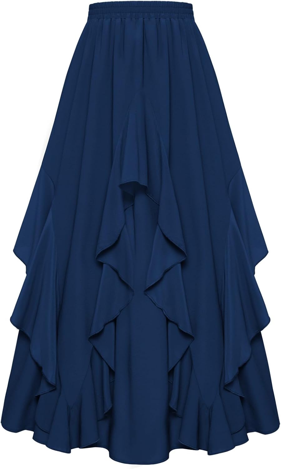 Renaissance Long Maxi Skirt with Ruffled Irregular Design