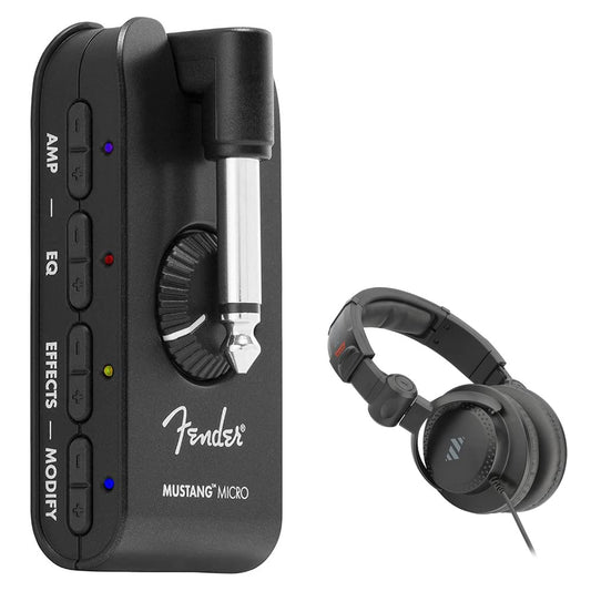 Fender Mustang Micro + Polsen Headphones Bundle