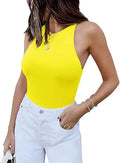REORIA Womens Sexy Sleeveless Racer Back Halter Neck Bodysuit - Smooth