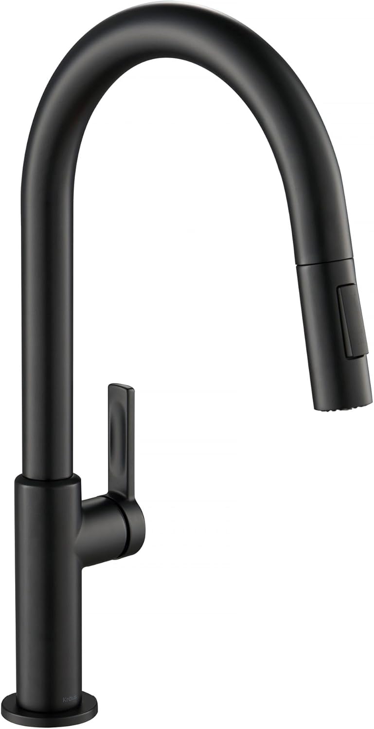 Oletto Single Handle Pull Down Kitchen Faucet - Matte Black Finish