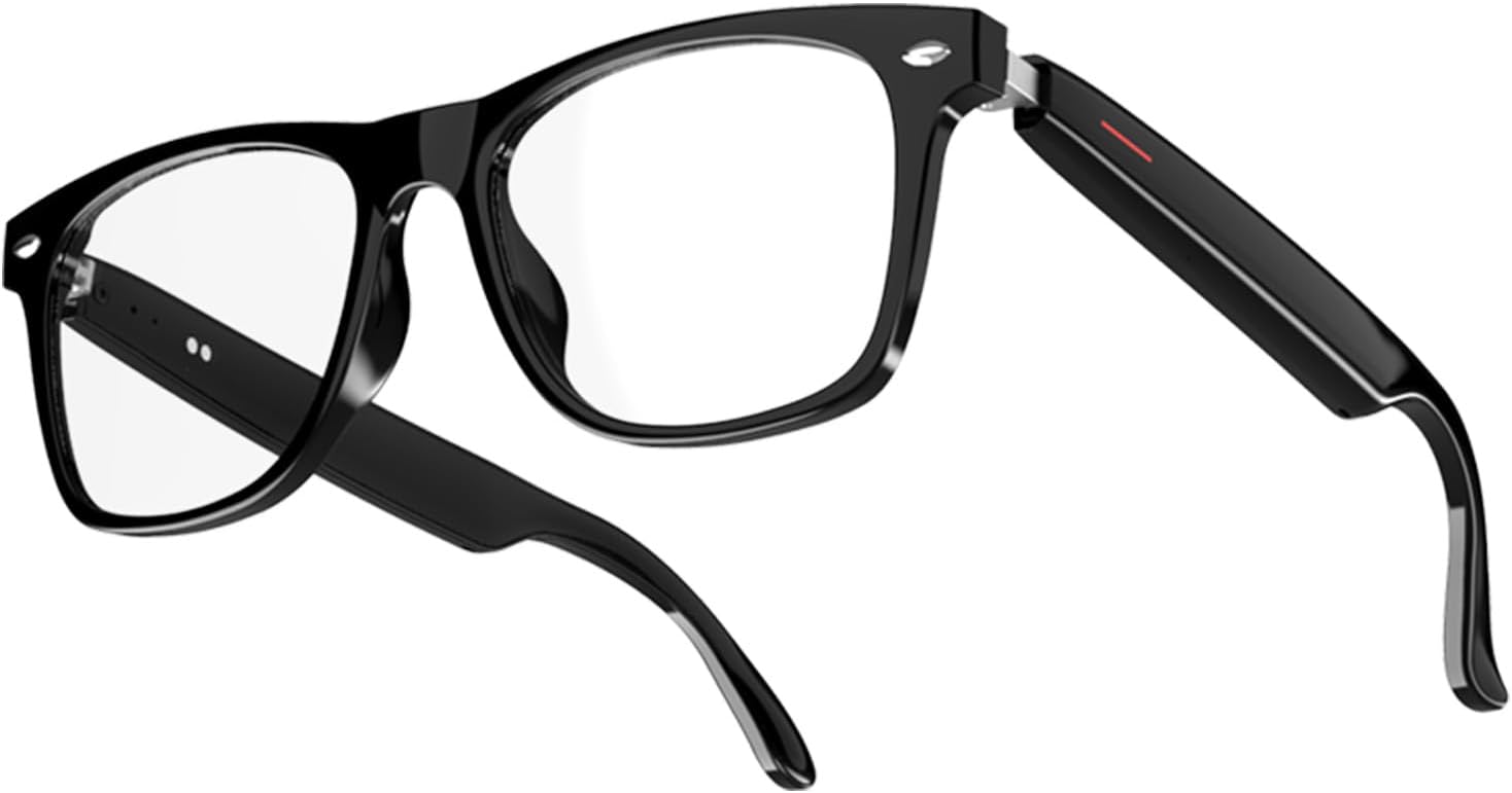 Blessource Smart Glasses: Dual Stereo Mic & Blue Light Filter