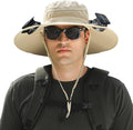 Solar Powered Fan Hat for Men - Wide Brim Cooling Sun Hat