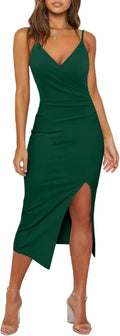 WAYMAKER V Neck Spaghetti Strap Bodycon Dress - Flattering Party Fit