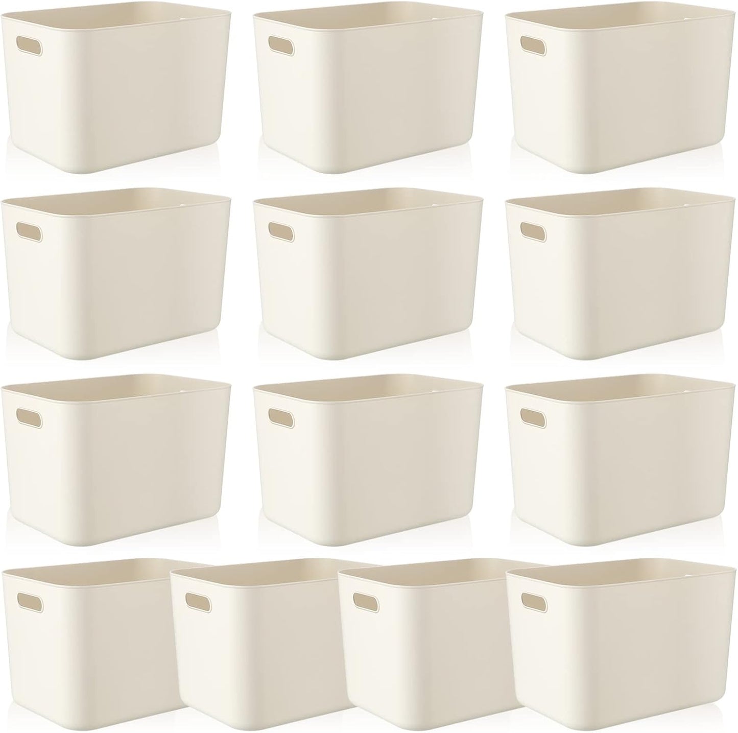 Zopeal Plastic Storage Bins - 10 Pcs White Organizer Bins