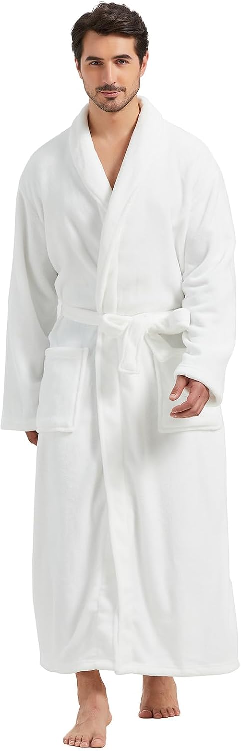 Fleece Long Robe for Men - Big and Tall Plush Bathrobe