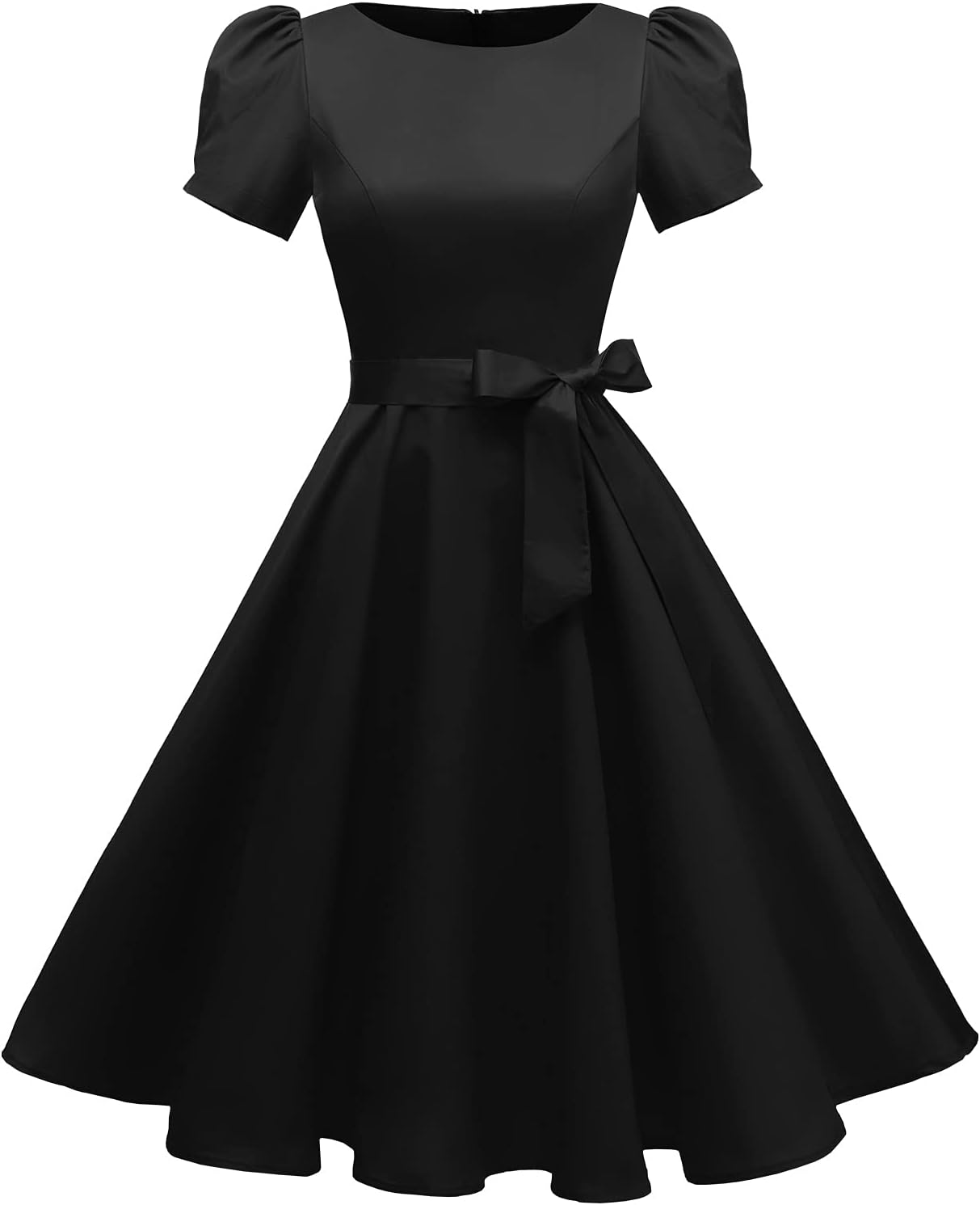 Vintage 1950s Cocktail Party Dress with Puff Sleeves for Women