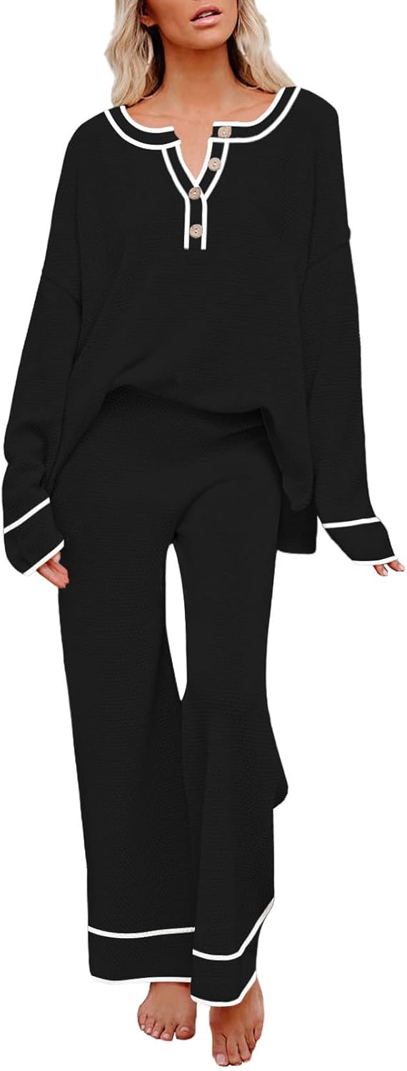 Pink Queen Women's 2 Piece Fall Outfit Lounge Set for Comfort