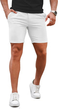 GINGTTO Mens Slim Fit Shorts 7ft Inseam Skinny Chino Short - Slim Flat