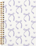 Coquette Purple Bow Notebook Journals - Preppy Girly Spiral Notebook
