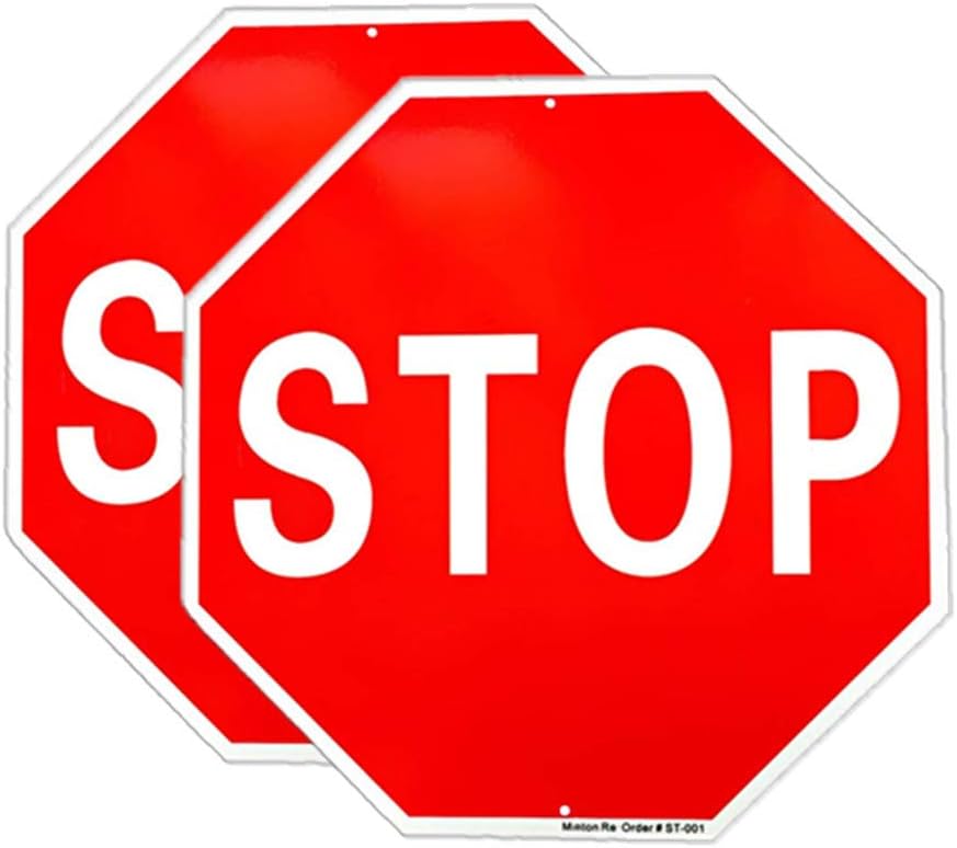 2 Pack Stop Sign Reflective Aluminum Signs for Indoor Outdoor Use
