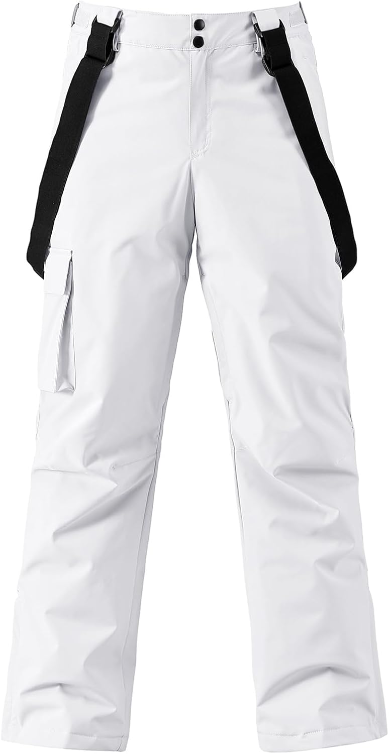 YEFFINE Men's Ski Snow Pants Insulated Waterproof Cargo Bibs