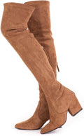 Over the Knee Boots Thigh High Suede Block Heel - Winter Comfort