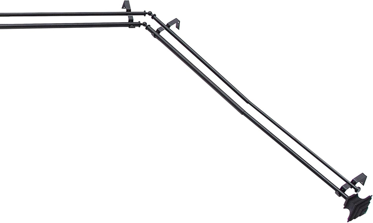 Kenney Mission Step Double Curtain Rod: Adjustable Length, Black Finish, Steel Tube