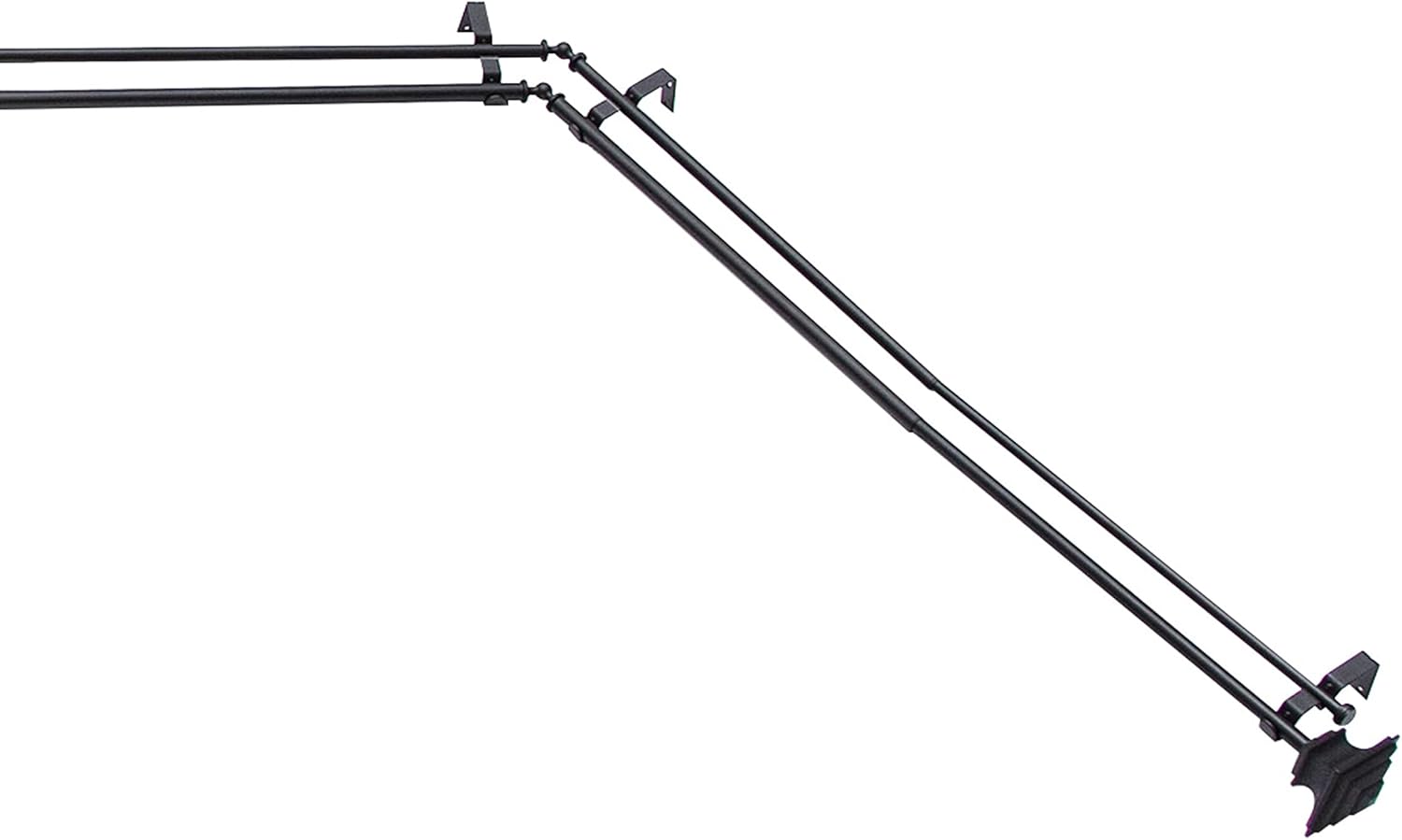 Kenney Mission Step Double Curtain Rod: Adjustable Length, Black Finish, Steel Tube