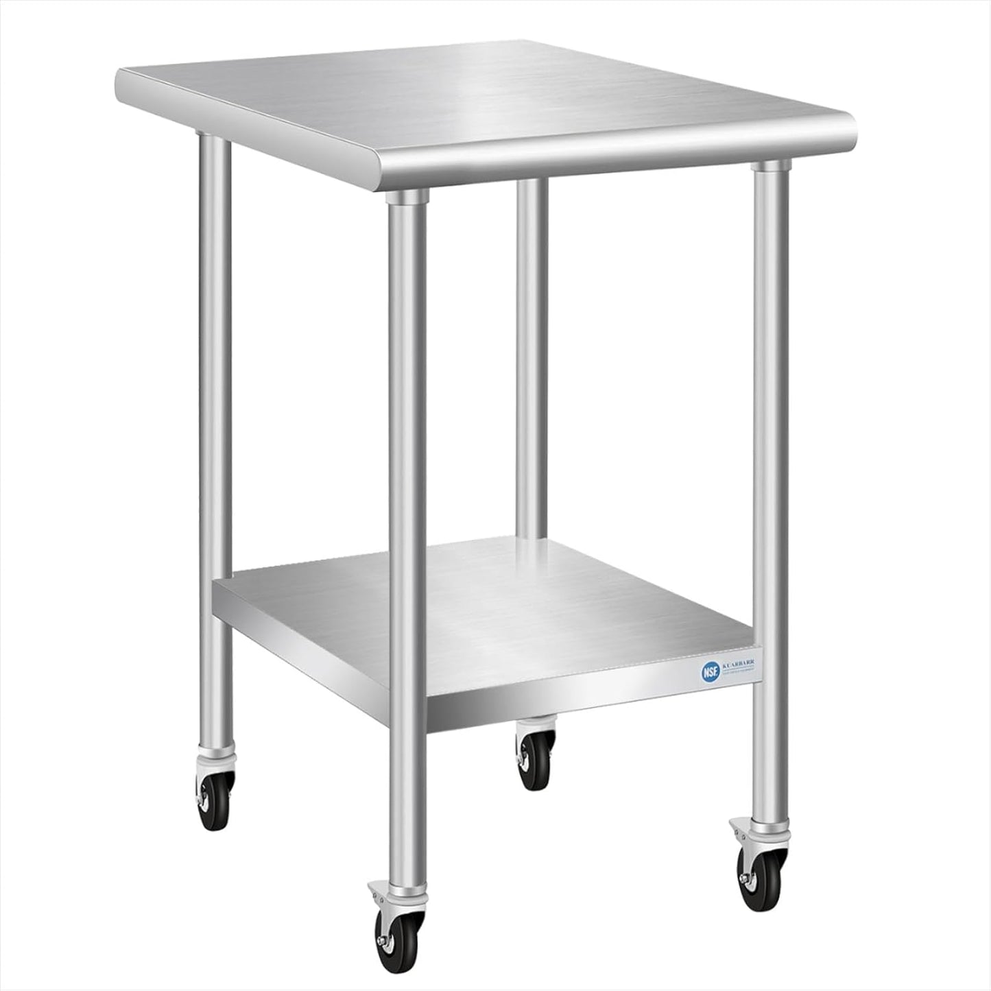 Stainless Steel Table with Wheels for Kitchen and Garage Use