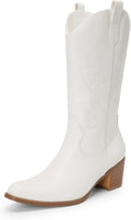 Women's Square Toe Cowgirl Boots Mid Calf - Stylish Embroidered