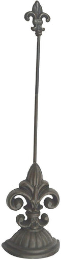 Fleur De Lis Door Stop with Handle - Heavy Antique Black Doorstop