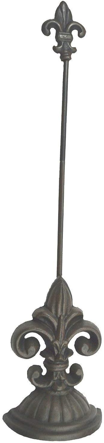 Fleur De Lis Door Stop with Handle - Antique Black Rod Design