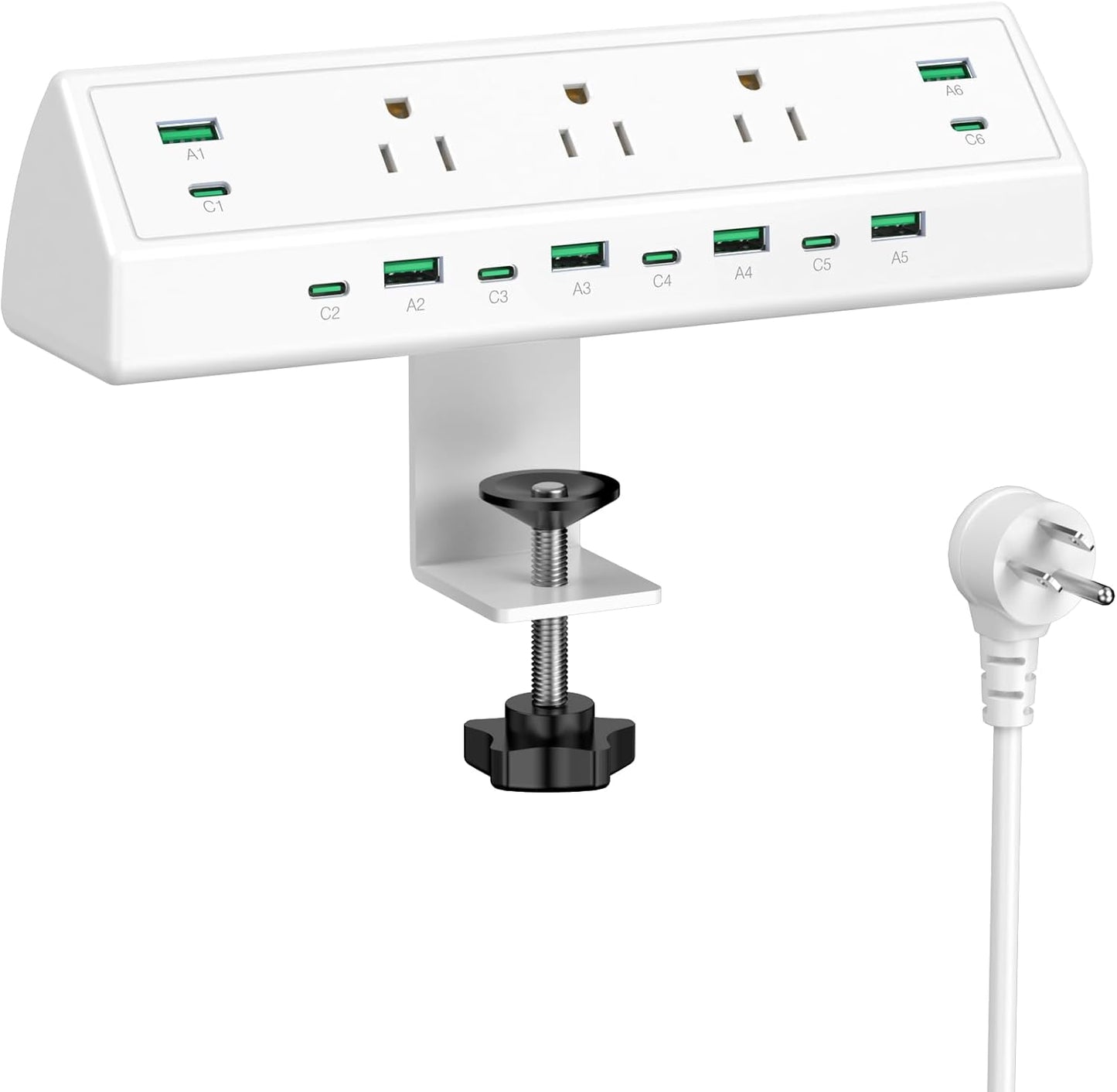 90W Desk Clamp Power Strip with 12 USB Ports for Fast Charging