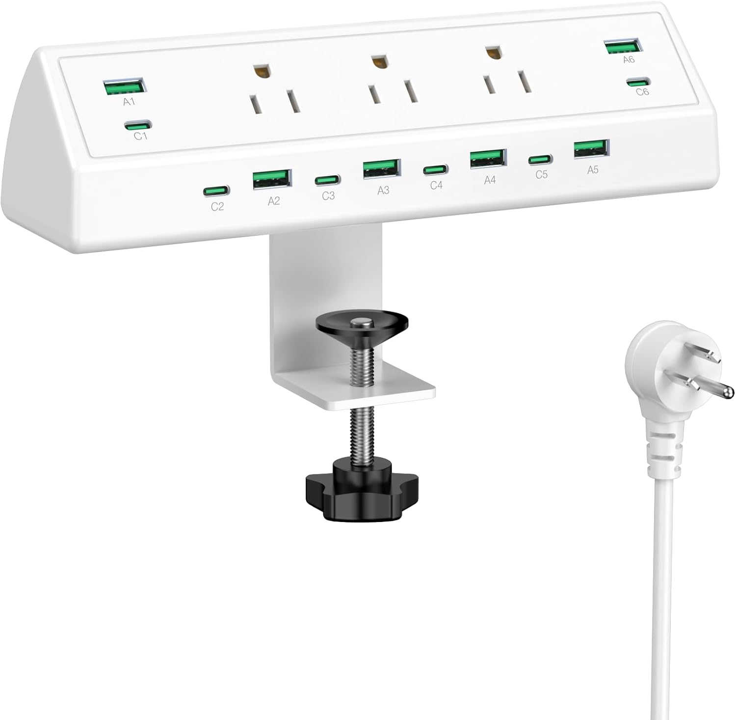 90W Desk Clamp Power Strip with 12 USB Ports for Fast Charging