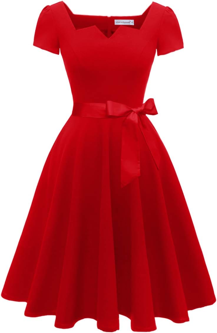 Girstunm Women's Classic Tea Dress with Pockets for Any Occasion
