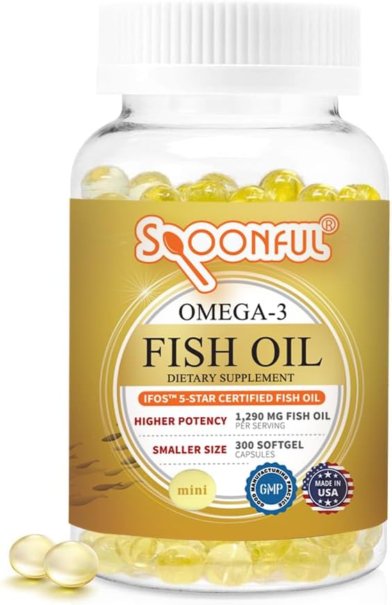 Mini Omega 3 Fish Oil Softgels for Women and Seniors - 300 Count