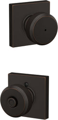 Schlage Bowery Knob with Collins Trim Privacy Lock - Aged Bronze