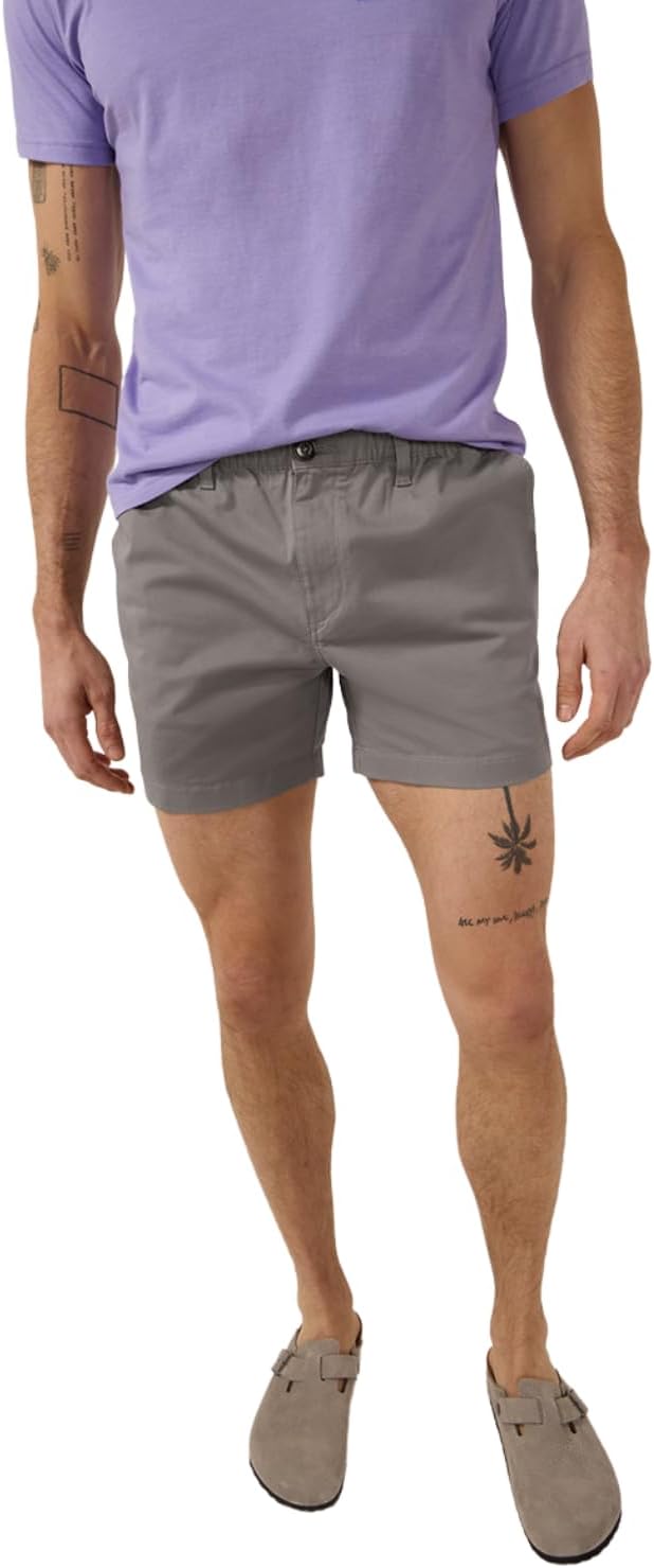 Chino Shorts for Men with Elastic Waistband and Pockets