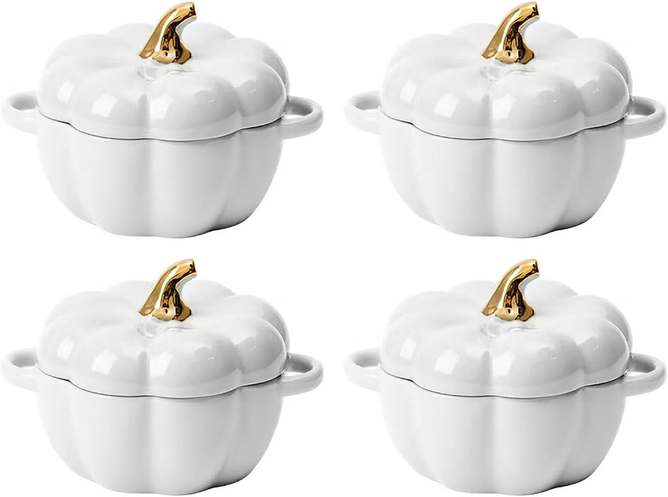 Pumpkin Bowl Set with Lid and Handle for Baking and Serving