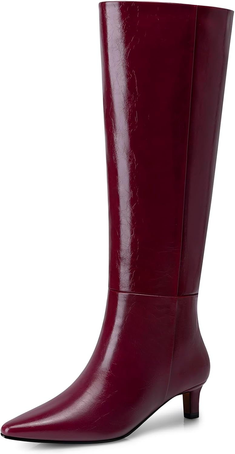 Women's Knee High Boots with Kitten Heel for Stylish Comfort