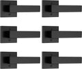 Door Lever Dummy Pack of 6 - Square Non-Turning Black Pull Set