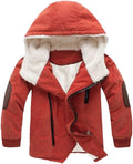 Boy's Thick Cotton-Padded Parka Jacket Hooded Fleece Coat - Warm