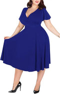 Nemidor V-Neckline Stretchy Midi Plus Size Bridesmaid Dress