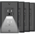 SOZULAMP Black Wall Outlet with Night Light for Safety and Style