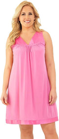 Exquisite Form Women's 30107 Nylon Tricot Sleeveless Knee Length wash