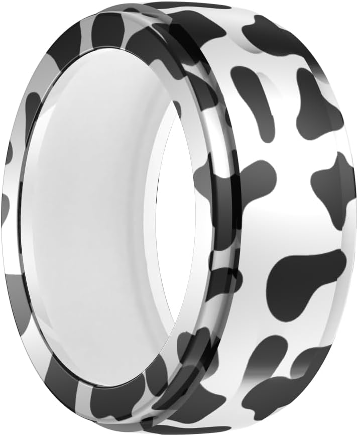 Colorful Silicone Ring Cover for Smart Ring, Cow Pattern, Size S