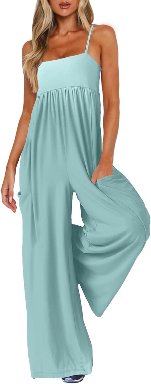 Stylish Women's Spaghetti Strap Wide Leg Jumpsuits for Summer