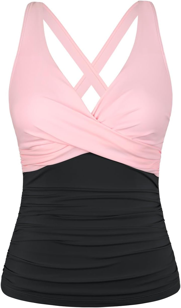 Hilor Women's Underwire Tankini Top for Tummy Control Swimwear