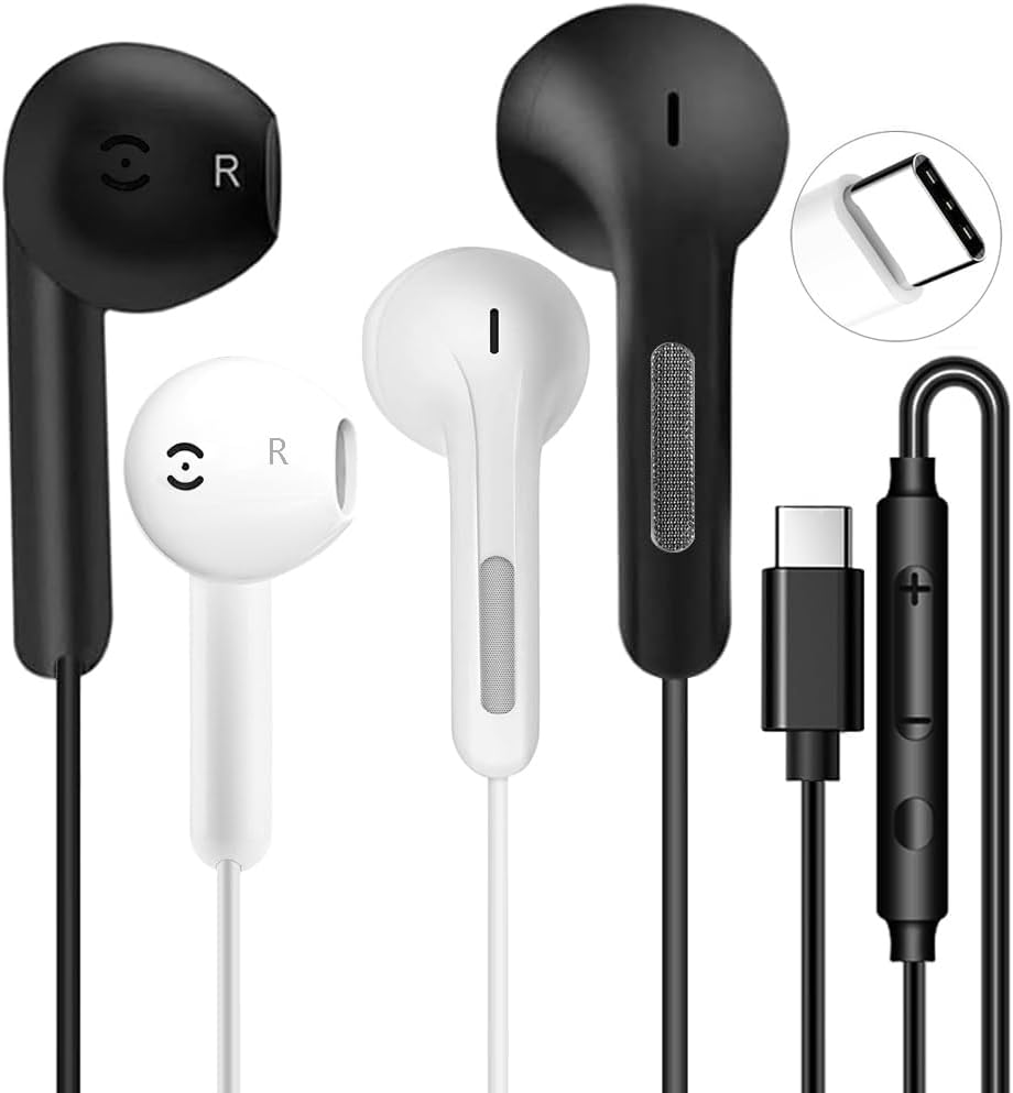 HIFi Stereo USB C Earbuds - Noise Cancelling, Mic & Volume Control! 