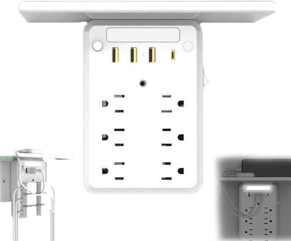 Wall Outlet Extender with Shelf: 9 in 1 Multi Plug Solution